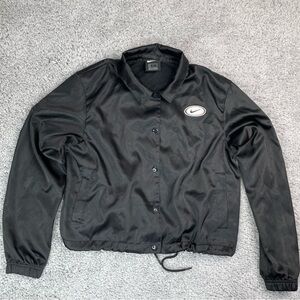 Nike Jacket Womens Small Satin Floral Button Up Jacket Athletic Embroidered Logo